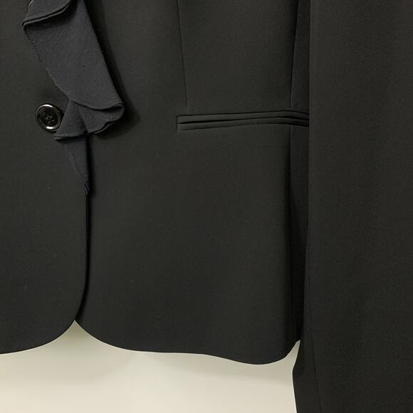 Tahari Arthur Levine Black Suit Jacket / Blazer 100% Silk Ruffle Detail Size 14 - Picture 14 of 16